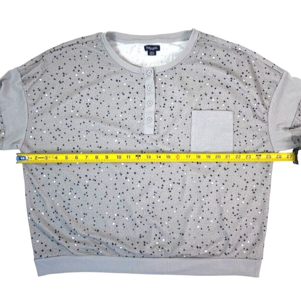 Splendid Henley Lounge Boxy Gray Sweatshirt Polka Dots Hearts Soft Sleep XXL - Picture 5 of 9